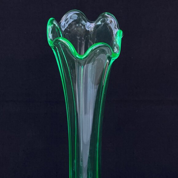 JB Higbee Helio Uranium Glass 15" Swung Vase - Picture 12 of 13